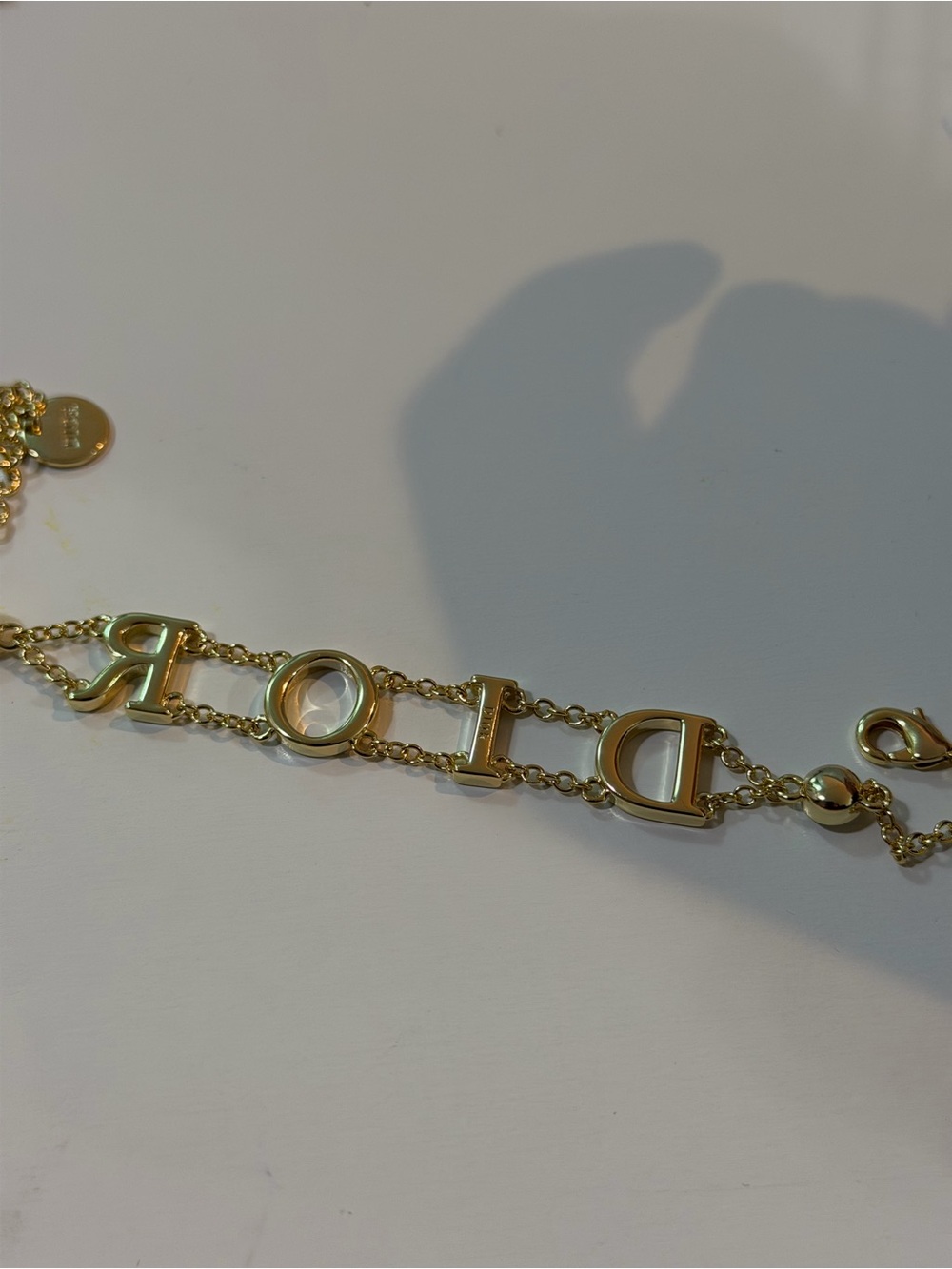 Dior Gold Logo Letter Bracelet with Clear Crystals - Picture 7 of 8